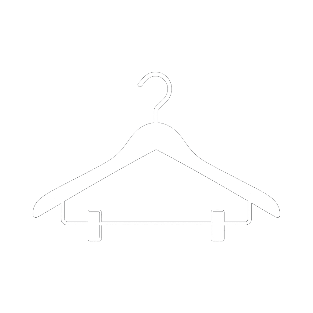 Ikon der illustrerer klemmebøjle til bukser eller nederdele til professionel butiksbrug