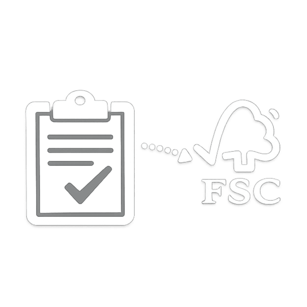 FSC-certificeringsikon der dokumenterer ansvarligt skovbrug og bæredygtige materialer til B2B tøjbøjler