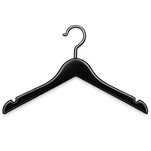 Icon illustrating black clothes hanger for hanging clothes in a store or showroom ``