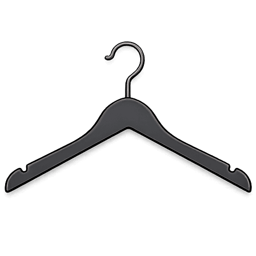 Ikon der illustrerer gummi tøjbøjle til ophæng af tøj i butik eller showroom ``