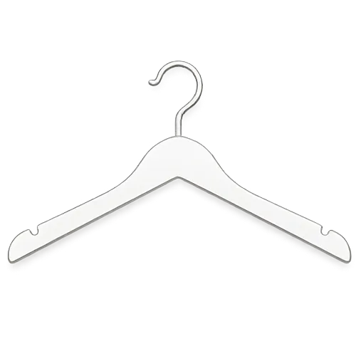 Icon illustrating white clothes hanger for hanging clothes in a store or showroom ``